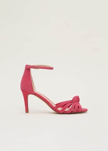 Phase Eight Pink Suede Open Toe Heels Pink Canada | PKLXWJ-584